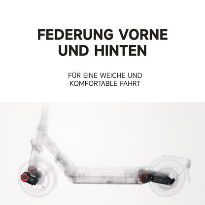 Segway-Ninebot E3 D E-Scooter für Pendler mit Straßenzulassung, 45km Reichweite (37km bei 20km/h), 800W Motor, faltbar & leicht (17,5kg), Federung vorne & hinten, 10-Zoll Reifen, IPX5