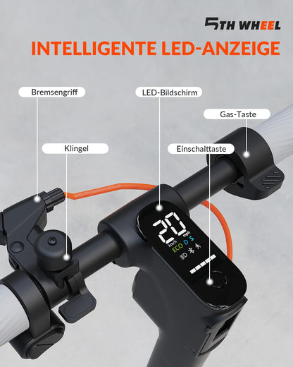 E Scooter mit Straßenzulassung, Vierfache Stoßdämpfung, 10 Zoll, Max 40km Reichweite 20km/h, Elektro Scooter bis 120kg, Blinker, APP-Verbindung, Duales Bremssystem E Roller für Erwachsene Faltbarer