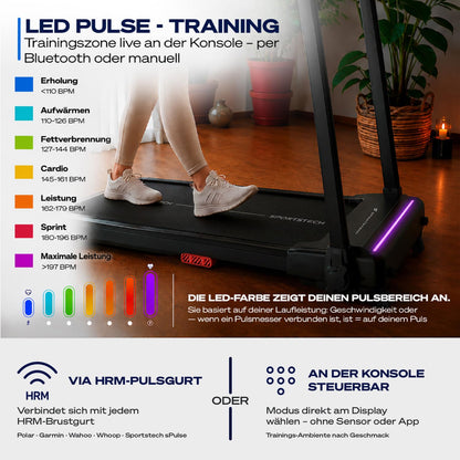 Sportstech, Laufband für Zuhause klappbar, bis 12 km/h, 9% Steigung