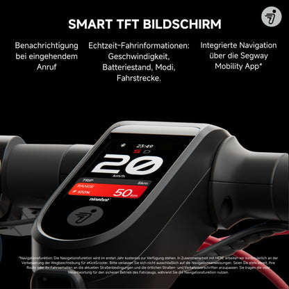 Segway-Ninebot F3 D, E-Scooter mit Straßenzulassung für Erwachsene, 70km Reichweite im Eco-Modus, 120kg Tragfähigkeit, doppelte hydraulische Federung, Smart Display, Schwarz