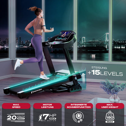 Sportstech, Laufband für Zuhause klappbar + 150 kg Nutzergewicht F37s