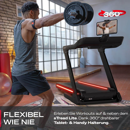 Sportstech sTread Lite Laufband für Zuhause klappbar bis 150 kg & 20 km/h – Treadmill mit 16% Steigung, 7 PS Motor, extra große Lauffläche, LED-Display, App-kompatibel, sPulse Pulsgurt inkl.