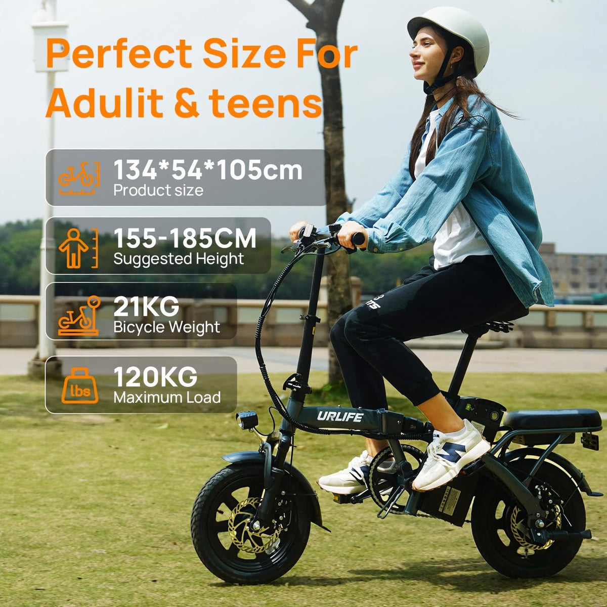 URLIFE E-Bike Klapprad14, 48V 7.5Ah Austauschbarem Akku für Lange Reichweite bis 60KM, Elektrofahrrad 250W Motor, 3 Fahrmodi, Sitzhöhe Verstellbar, Falt-Pedelec ebike für Herren Damen Schwarz
