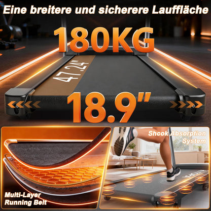 Kitopa Laufband für Zuhause, 48*120CM Laufbereich,Klappbar mit 18% Steigung