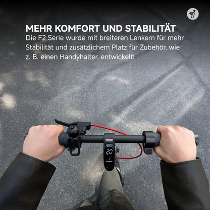Segway-Ninebot F2 Pro D II, E-Scooter mit Deutscher Straßenzulassung für Erwachsene, 65km Reichweite im Eco-Modus, 120kg Tragfähigkeit, vordere Doppelfederung, Farb LED Display, Schwarz