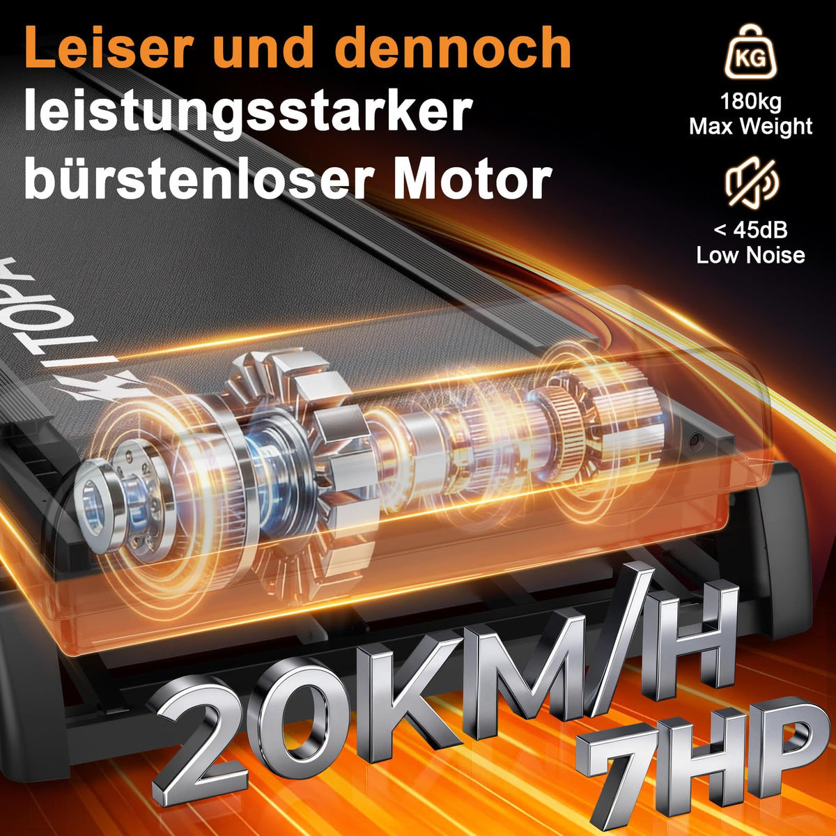 Kitopa Laufband für Zuhause, 48*120CM Laufbereich,Klappbar mit 18% Steigung